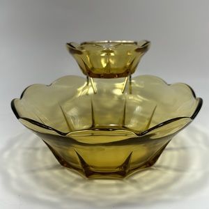 Vintage Anchor Hocking Honey Gold Chip And Dip Set